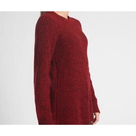 Athleta XS Sierra Wool Blend Crew Chunky Knit Sweater Candy Red Marl - Picture 2 of 10